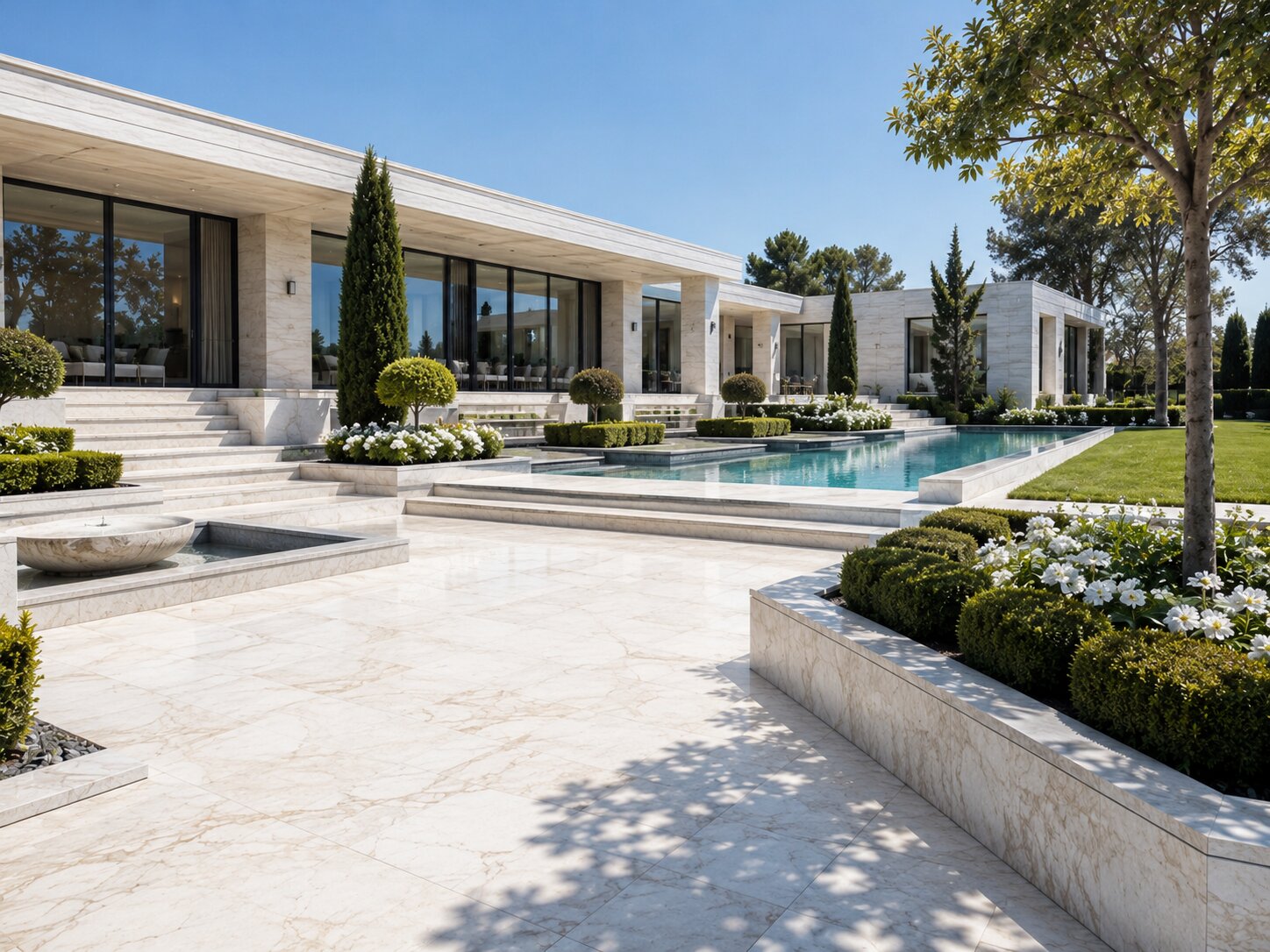 Villa iç mekân mermer ve doğal taş uygulaması